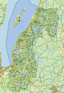 Map overlooking the Östra Vätterbranterna area.